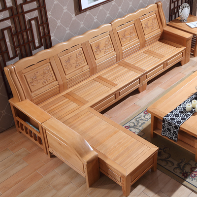 实木沙发组合客厅中式全实木带储物冬夏两用木质家具榉木贵妃沙发